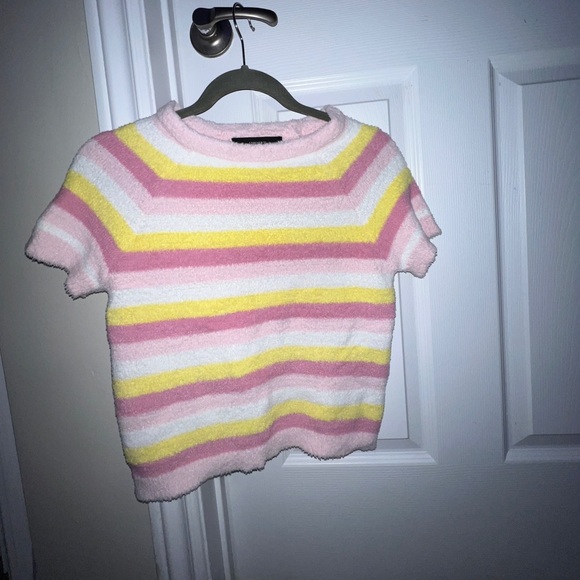 Forever 21 Fuzzy Striped Crop Top - Picture 1 of 3